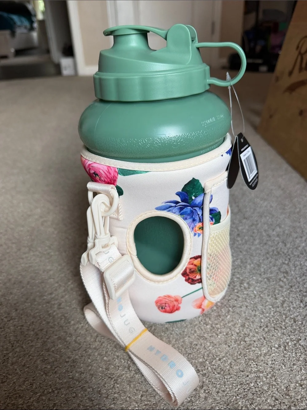 HydroJug Bottle Floral Neoprene Holder Sage Green
